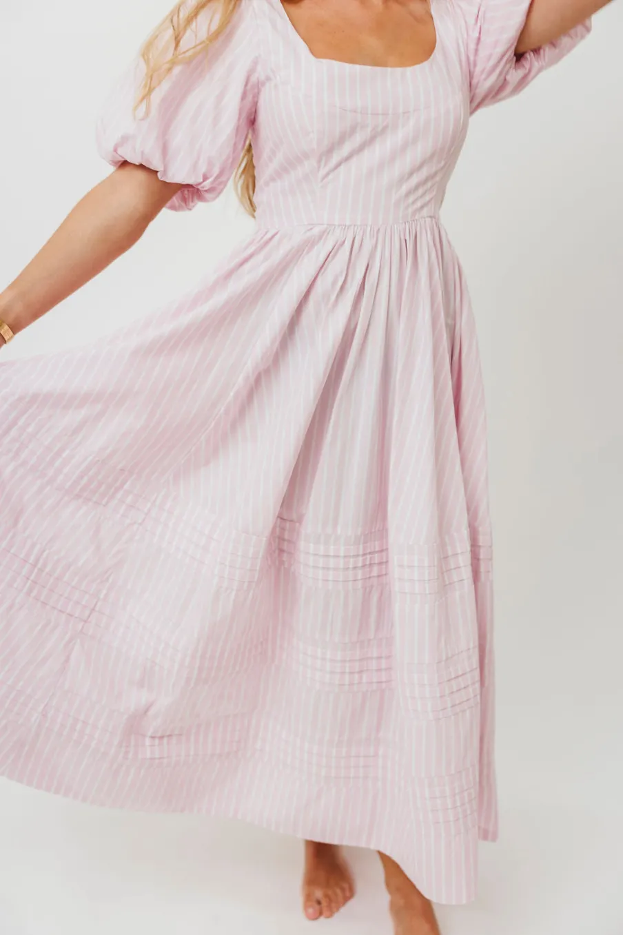 Discount Worth Collective Abby 100% Cotton Midi Dress in Pink