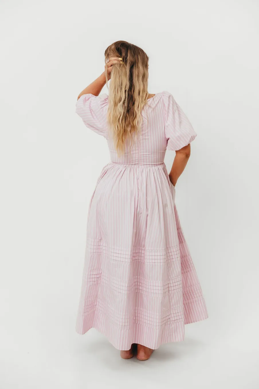Discount Worth Collective Abby 100% Cotton Midi Dress in Pink