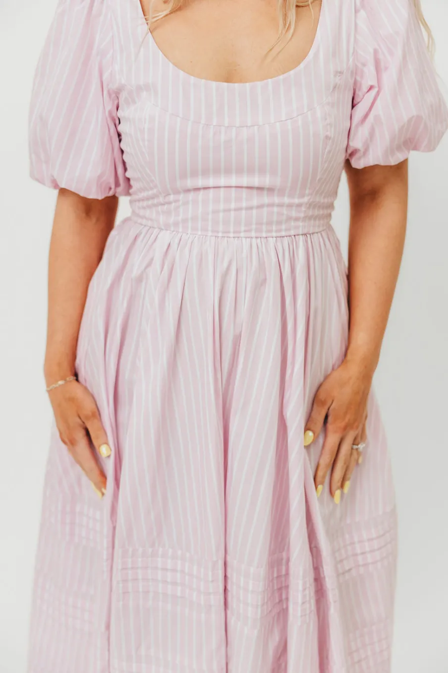 Discount Worth Collective Abby 100% Cotton Midi Dress in Pink