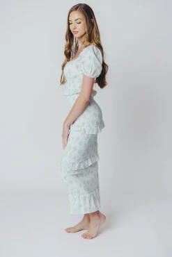 Sale Worth Collective Ada Smocked Dress in Blue Floral- Bump Friendly & Inclusive Sizing (S-