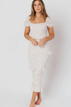 Online Worth Collective Ada Smocked Dress in Pink Floral- Bump Friendly & Inclusive Sizing (S-