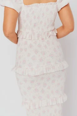Online Worth Collective Ada Smocked Dress in Pink Floral- Bump Friendly & Inclusive Sizing (S-