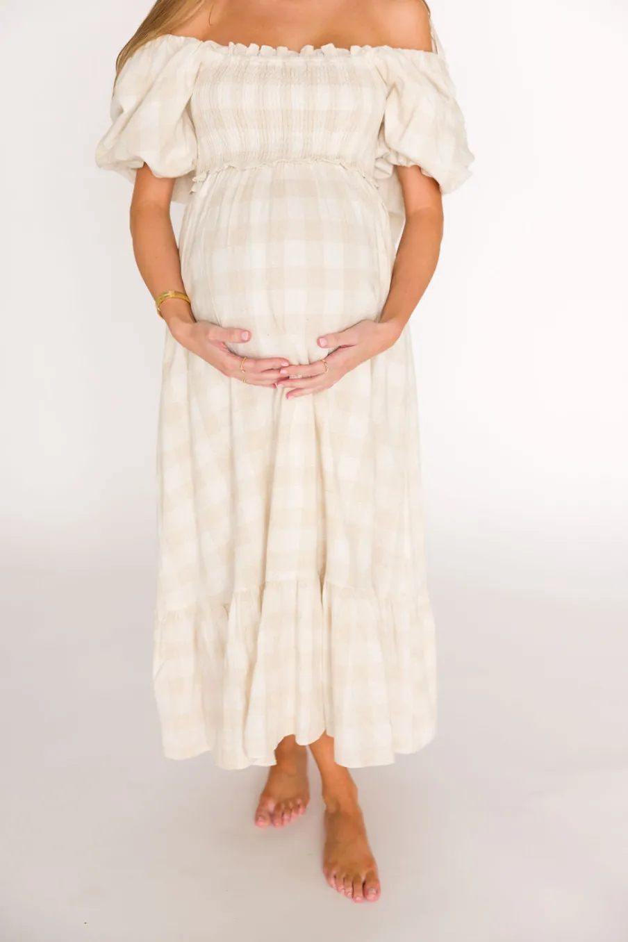New Worth Collective Addyson Maxi Dress in Natural Multi - Cotton/Linen Blend - Bump Friend