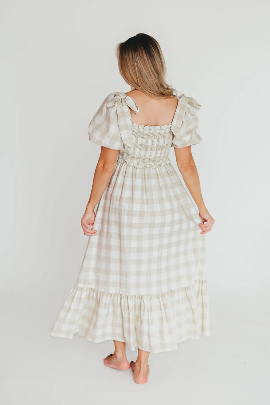 New Worth Collective Addyson Maxi Dress in Natural Multi - Cotton/Linen Blend - Bump Friend