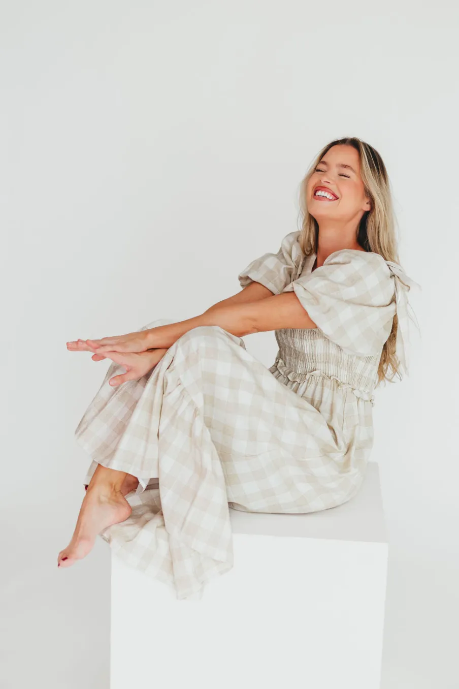 New Worth Collective Addyson Maxi Dress in Natural Multi - Cotton/Linen Blend - Bump Friend
