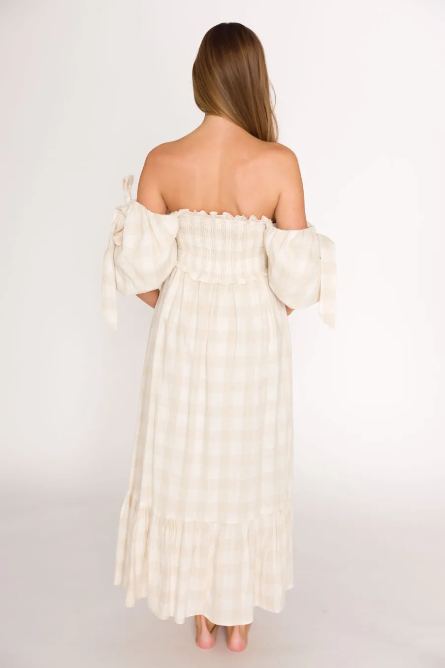 New Worth Collective Addyson Maxi Dress in Natural Multi - Cotton/Linen Blend - Bump Friend