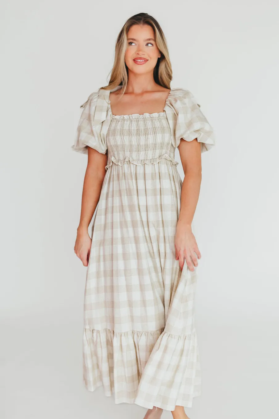 New Worth Collective Addyson Maxi Dress in Natural Multi - Cotton/Linen Blend - Bump Friend