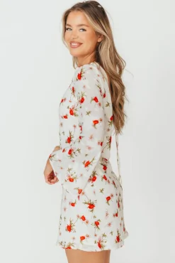 Clearance Worth Collective Adelaide Open Back Floral Mini Dress in White