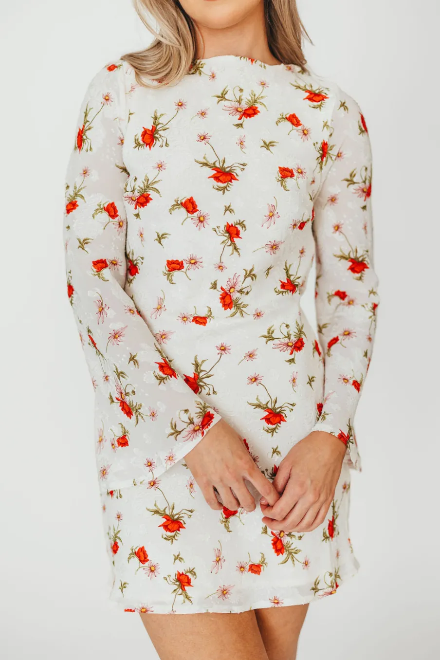 Clearance Worth Collective Adelaide Open Back Floral Mini Dress in White