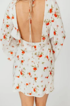 Clearance Worth Collective Adelaide Open Back Floral Mini Dress in White