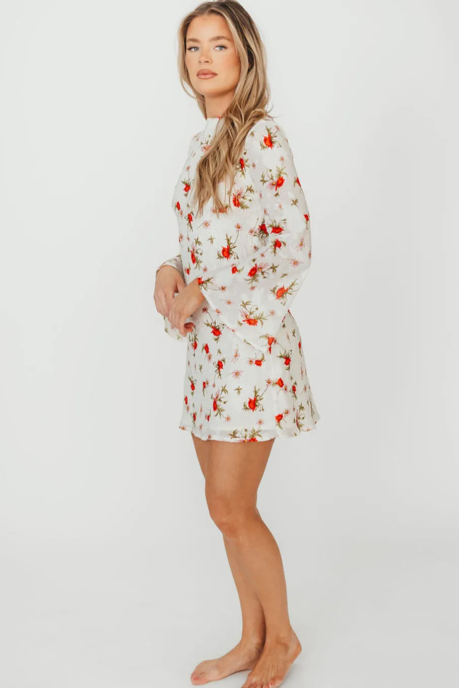 Clearance Worth Collective Adelaide Open Back Floral Mini Dress in White