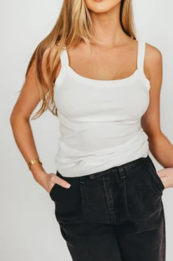 Clearance Worth Collective Ainara Ribbed Tank in Ivory