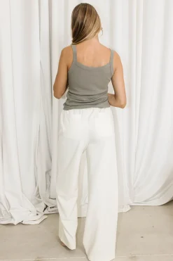Hot Worth Collective Ainara Ribbed Tank in Olive