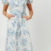 Sale Worth Collective Aisha Floral Sailor Collar Maxi Dress in Blue