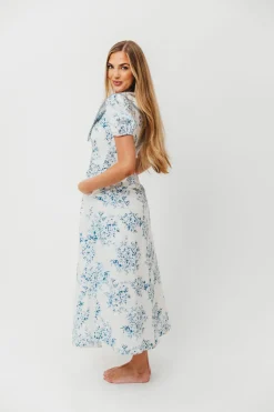 Sale Worth Collective Aisha Floral Sailor Collar Maxi Dress in Blue