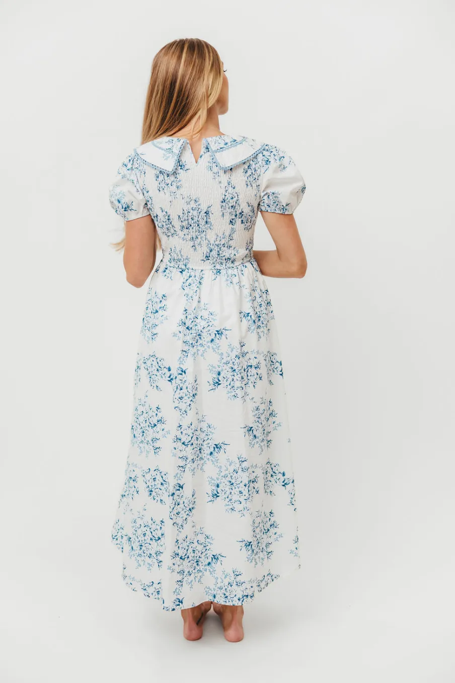 Sale Worth Collective Aisha Floral Sailor Collar Maxi Dress in Blue