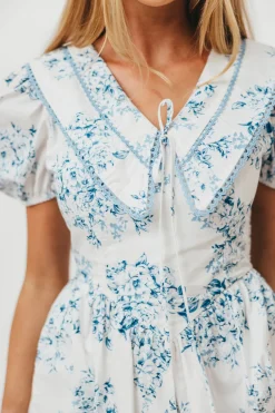 Sale Worth Collective Aisha Floral Sailor Collar Maxi Dress in Blue