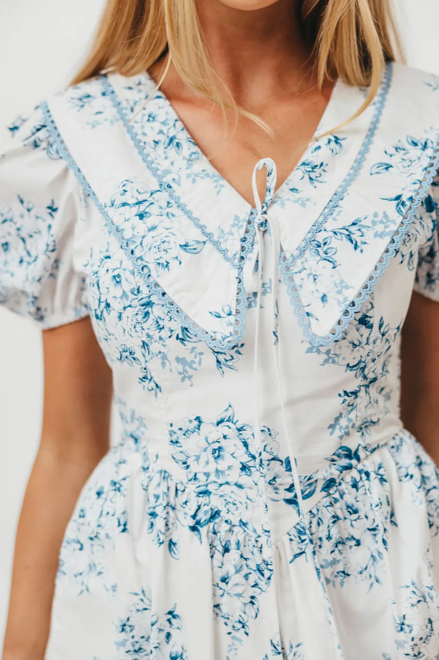 Sale Worth Collective Aisha Floral Sailor Collar Maxi Dress in Blue