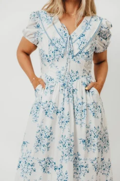 Sale Worth Collective Aisha Floral Sailor Collar Maxi Dress in Blue