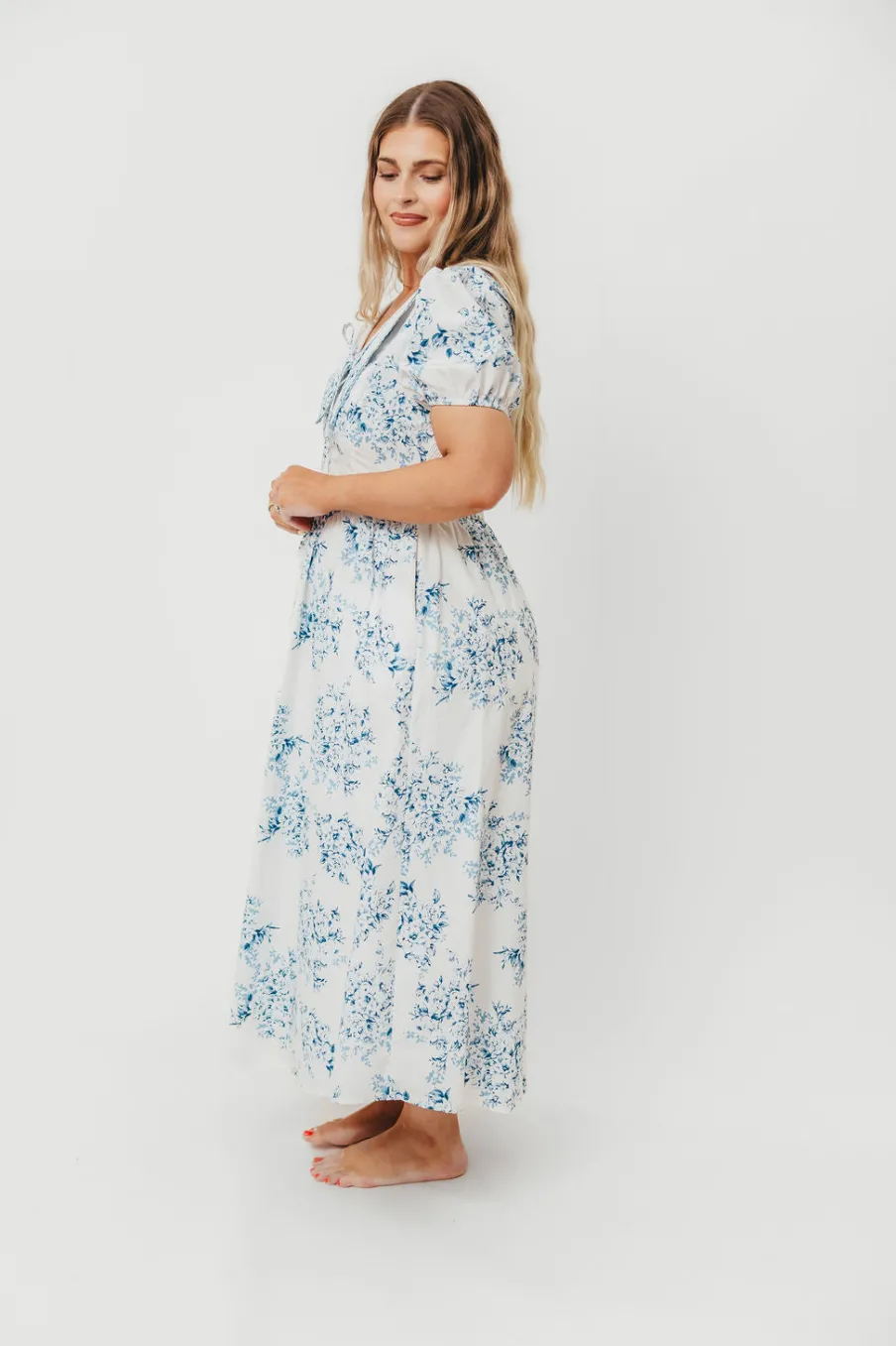 Sale Worth Collective Aisha Floral Sailor Collar Maxi Dress in Blue