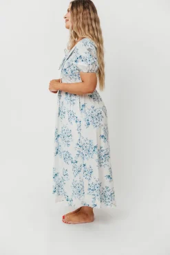Sale Worth Collective Aisha Floral Sailor Collar Maxi Dress in Blue