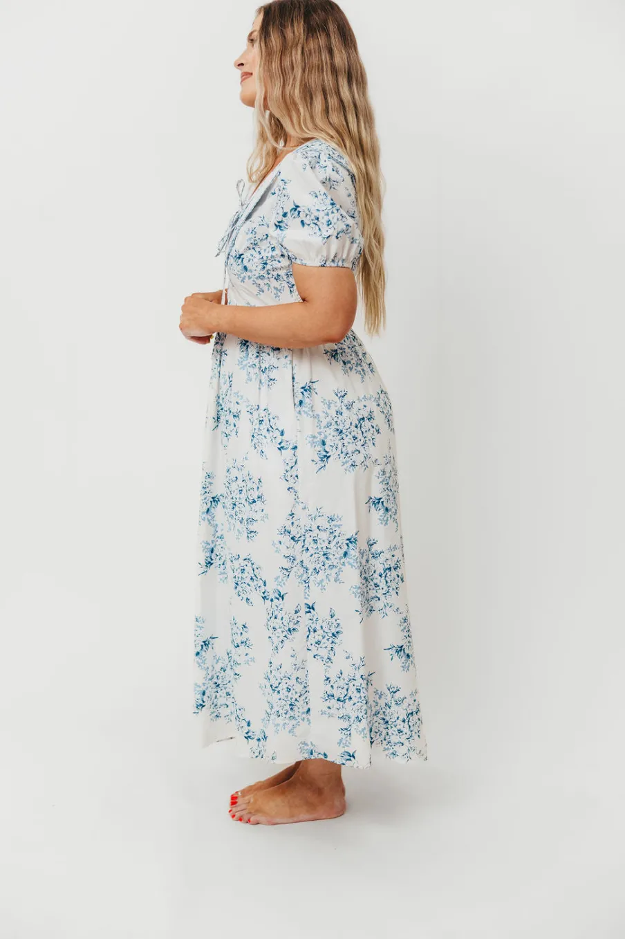 Sale Worth Collective Aisha Floral Sailor Collar Maxi Dress in Blue