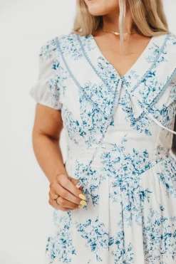 Sale Worth Collective Aisha Floral Sailor Collar Maxi Dress in Blue