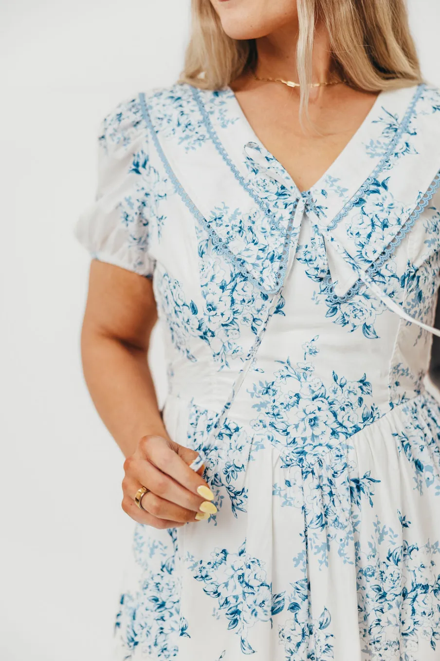 Sale Worth Collective Aisha Floral Sailor Collar Maxi Dress in Blue