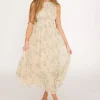 Best Worth Collective Alaina Floral Print Smocked Midi Dress in Blue Multi