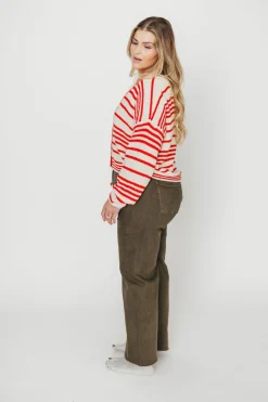 Outlet Worth Collective Alder Striped Cardigan and Stripe Tank Set in Natural/Red