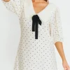 Sale Worth Collective Alice Polka Dot Mini Dress in Cream/Black