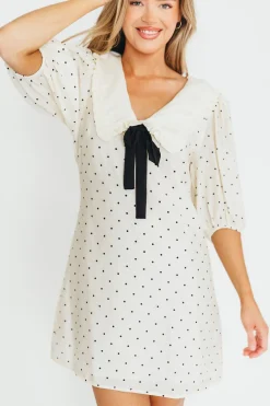 Sale Worth Collective Alice Polka Dot Mini Dress in Cream/Black