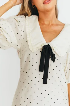 Sale Worth Collective Alice Polka Dot Mini Dress in Cream/Black