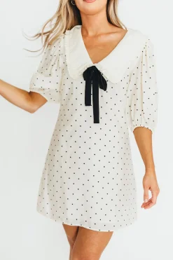 Sale Worth Collective Alice Polka Dot Mini Dress in Cream/Black