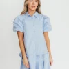 Discount Worth Collective Alicia Pleated Hem Mini Dress in Powder Blue