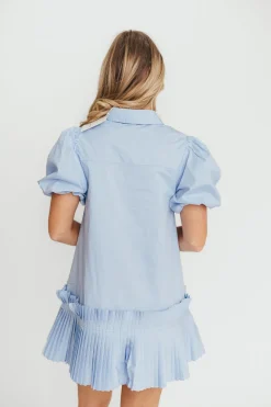 Discount Worth Collective Alicia Pleated Hem Mini Dress in Powder Blue