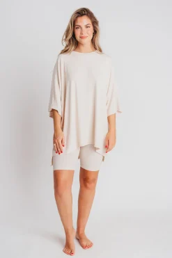 Online Worth Collective All Weekend Long Set - Short Sleeves - in Oatmeal