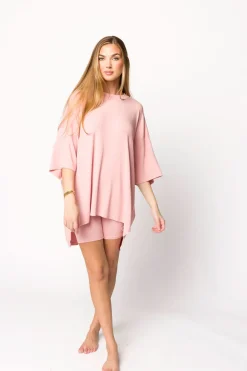 Clearance Worth Collective All Weekend Long Set - Short Sleeves - in Perfect Pink