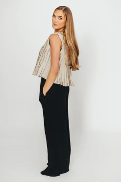 Discount Worth Collective Allexia 100% Linen Bow Tie Tank Woven in Linen