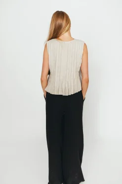 Discount Worth Collective Allexia 100% Linen Bow Tie Tank Woven in Linen