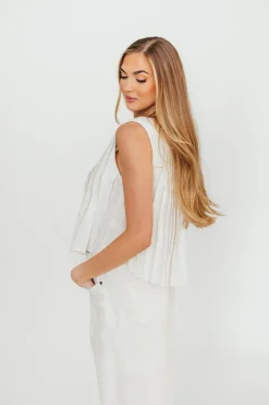 Fashion Worth Collective Allexia Bow Tie Tank Woven in Off-White