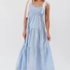 Hot Worth Collective Amber Maxi Dress in Chambray/Ivory