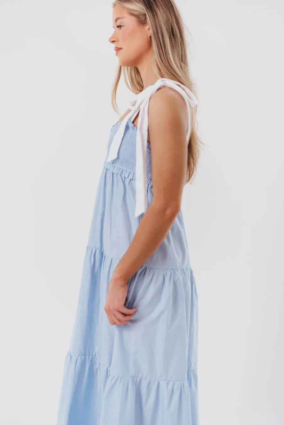 Hot Worth Collective Amber Maxi Dress in Chambray/Ivory