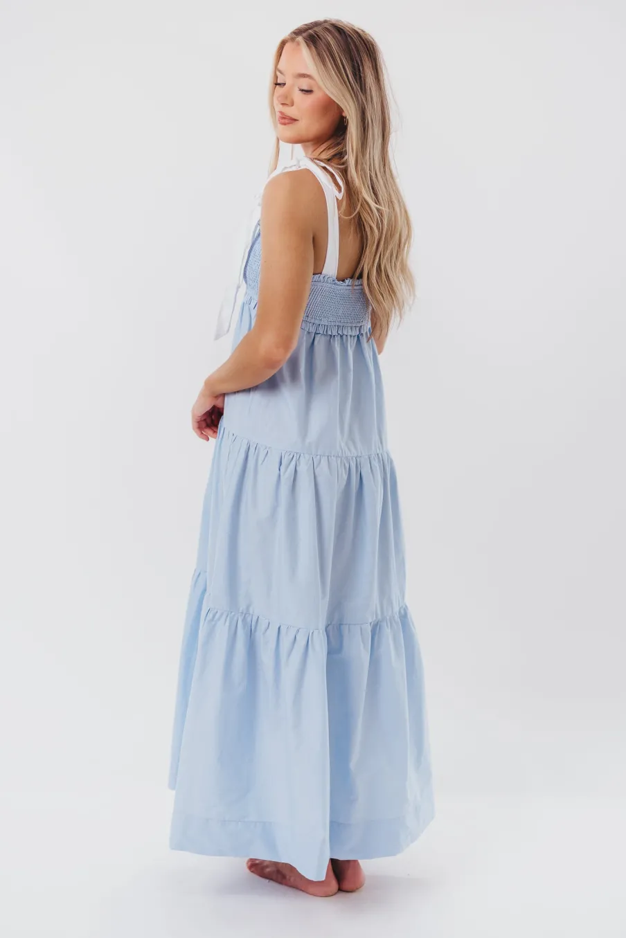 Hot Worth Collective Amber Maxi Dress in Chambray/Ivory