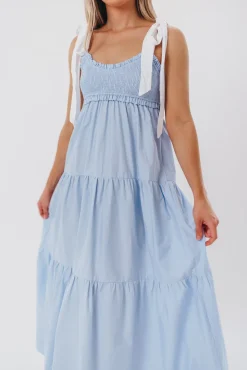 Hot Worth Collective Amber Maxi Dress in Chambray/Ivory