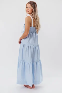 Hot Worth Collective Amber Maxi Dress in Chambray/Ivory