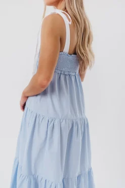 Hot Worth Collective Amber Maxi Dress in Chambray/Ivory