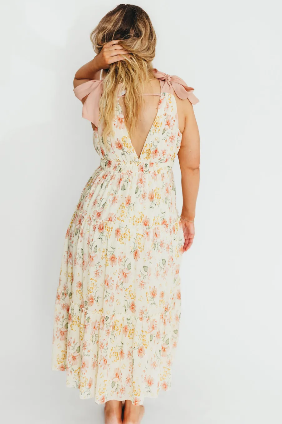 Online Worth Collective Ambrose Maxi Dress in Cream/Coral Floral