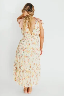 Online Worth Collective Ambrose Maxi Dress in Cream/Coral Floral