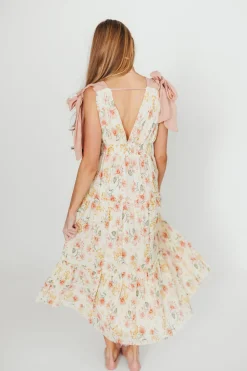 Online Worth Collective Ambrose Maxi Dress in Cream/Coral Floral